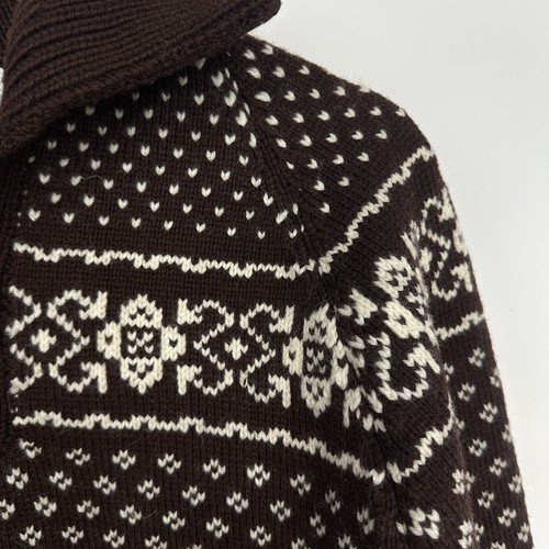 Moriarty Sweater L Mens Brown Nordic Snowflake Heavy Wool 80's Handmade Stowe VT - Picture 7 of 9