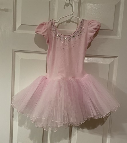 Girls Ballet Dress Dance Tutu Dress Pink Size Large Sequins - Picture 1 of 5