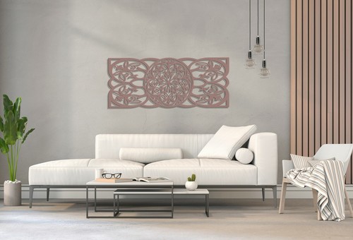 3D DEKORATIVE, WANDPANEEL, FLORAL MANDALA,HOLZ, 49 x 120 cm WANDDEKOR, HANDMADE - Bild 3 von 11