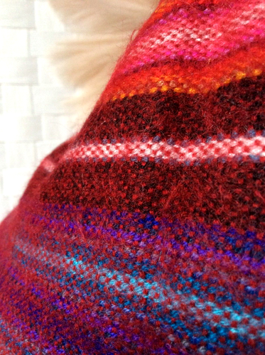 NUEVO SIN ETIQUETAS Bufanda Amano Inkas Lana Alpaca Rojo Azul Naranja Blanco Rayas Borla Grande FXF - Imagen 18 de 23