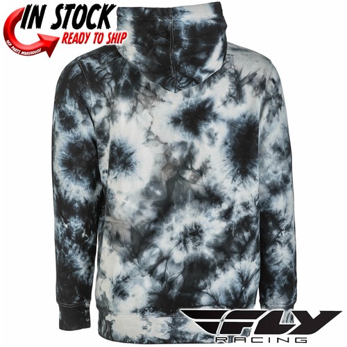 NEW FLY RACING Tie-Dye Pullover Hoodie Hooded Sweatshirt - Black/Grey - Picture 2 of 2