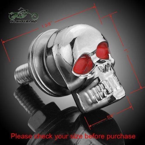 CHROME SKULL BOLTS X 4 MOTORCYCLE NUMBER PLATE HARLEY BOBBER SKULLS XVS650 HONDA - Picture 5 of 12