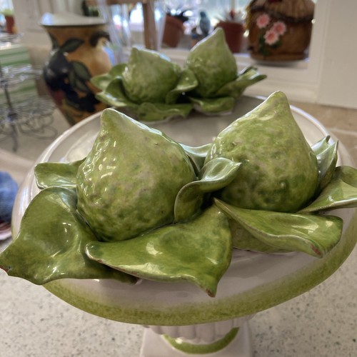 Fortunata Pottery Fine Italian Ceramics jardiniere Planter With Limes Leaves - Picture 15 of 16