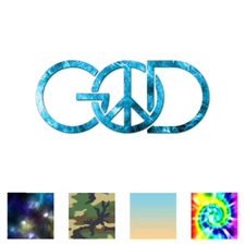 God Peace Sign - Vinyl Decal Sticker - Multiple Patterns & Sizes - ebn876