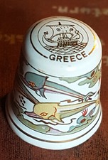 CHINA THIMBLE: GREECE, DOLPHINS & MAP