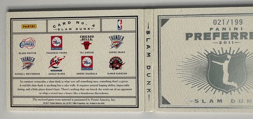 Griffin/Westbrook 2011-12 Panini Preferred Slam Dunk Material BOOKLET #'d /199 - Picture 6 of 6