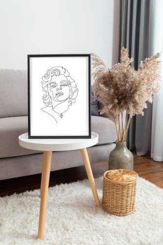 Portrait de femme aux cheveux bouclés | Art en une ligne | Décoration d'intérieur | Impression numérique téléchargeable