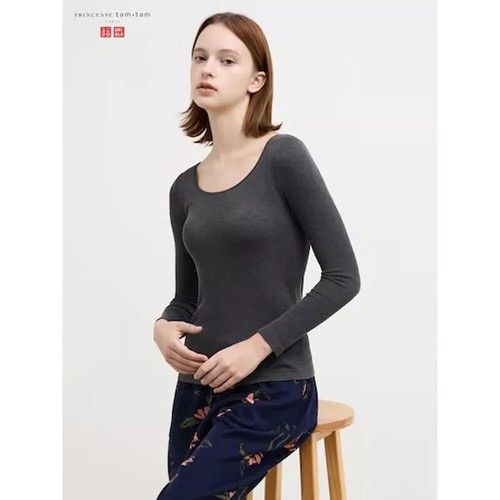UNIQLO HEATTECH EXTRA WARM Ribbed Ballerina-Neck Bra T-Shirt XS-3XL JAPAN NEW - Picture 7 of 9