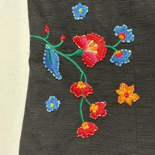 SILKLAND Black Beaded Embroidered Floral Silk Button Up Shacket Jacket Lined M - Picture 5 of 6