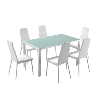 Luxo Hackney 6 Seater Dining Table Chair Set White Tables Luxo Hackney 6 Seater Dining Table Chair Set White