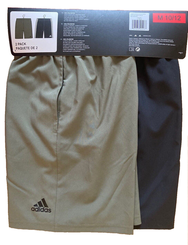 Adidas Boy's Pull-On 2-Pack Shorts, Olive/Black, L 14-16 - Picture 2 of 3