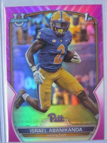 Israel Abanikanda 2022 Bowman Chrome University #95 PINK CARD FOOTBALL - Bild 1 von 3