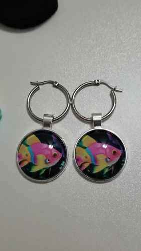 Pastel Ocean Fish Jewelry Bracelet (Size 6" - 7.5") Pendant Earrings Free Ring - Video 1 of 1