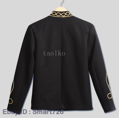 Mens Button Stage Nightclub Jacket Blazers Embroidery Court Coat Stand Collar sz - Picture 11 of 13