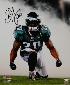 Brian-Dawkins-Autographed-Eagles-16x20-PF-Photo-Kneeling-in-Smoke-JSA-W-Auth-Bk