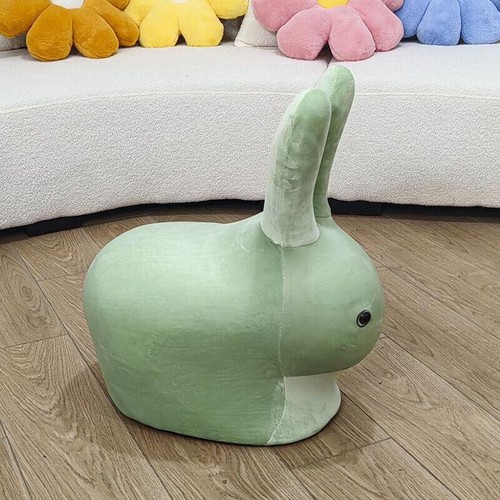 Home Decor Bunny Stool Cartoon Rabbit Chair Rolling Ottoman Footstool w/ Wheels - Picture 5 of 23