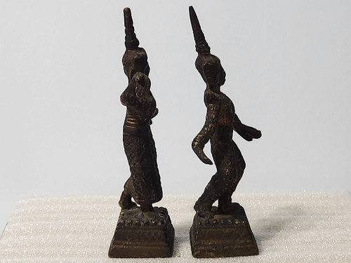 Vintage Messing asiatische Mann und Frau Figuren Thailand Stil buddhistischer Tempel 5" - Bild 15 von 15