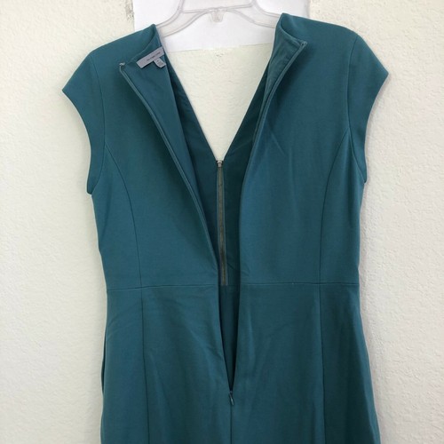 Classiques Entier Women's 10 Green Cap Sleeve Zip Up V-neck Cut Out Dress AMK - Picture 4 of 8