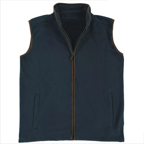 Mens Sleeveless Stanton Fleece Gilet Contrast Piping Zip Up Collared Waistcoat - Picture 6 of 10