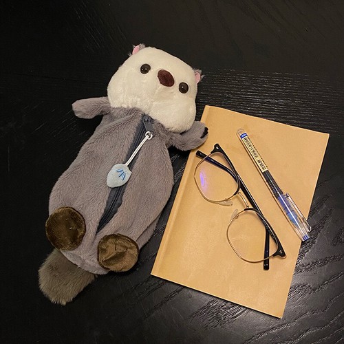 Plush Sea Otter Pencil Case Portable Pen Marker Holder School Supplies Pen B _in - Picture 4 of 9
