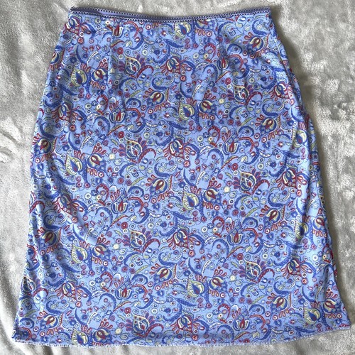 Vintage 80s Express World Brand Tulip Skirt Med Paisley Stretch Lined USA Made - Picture 2 of 9