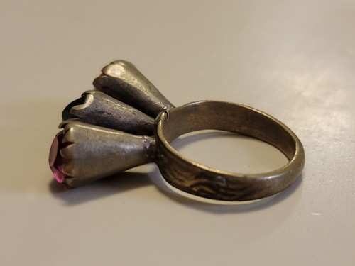 Vintage Kuchi Tribal Ring Glas rot grün rosa Gr. 8 Afghanistan Nachlass Schmuck - Bild 6 von 11