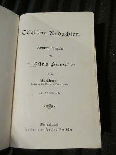 Tägliche Andachten Kleine Ausgabe von Furs haus, A. Clemens (1890) deutsch - Bild 6 von 10