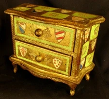 FLORENTINE MINIATURE CHEST *BOMBE FORM* CARVED SHIELDS c.1930'S