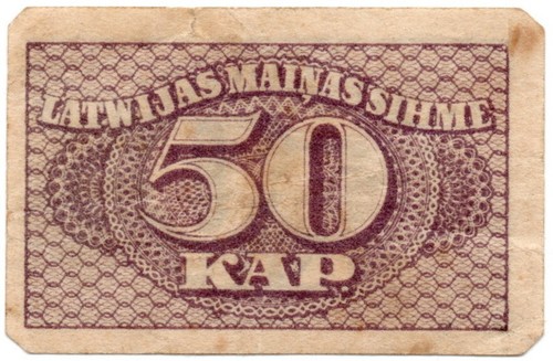 1920 Latvia Latvian Small Exchange Note Latwijas Mainas Sihme 50 Kapeikas - Picture 2 of 2