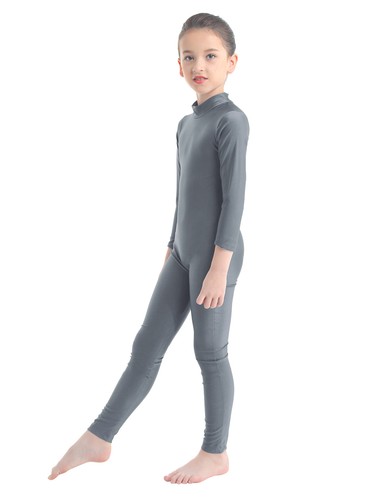 UK Kids Girls Long Sleeve Dance Gymnastics Leotards Catsuit Jumpsuit Sportswear - Picture 179 of 224