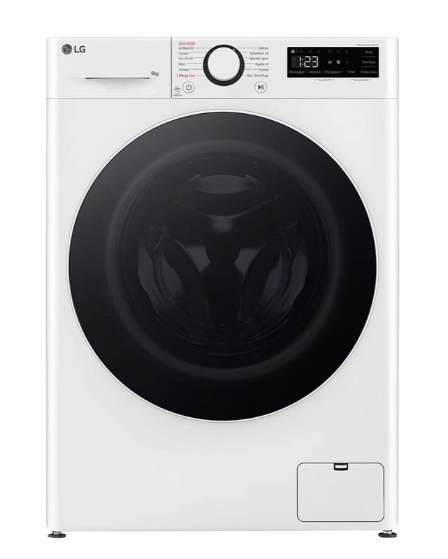 Lavatrice 9 Kg LG R5 1360 Giri Vapore Classe A Inverter Lavabiancheria AI DD