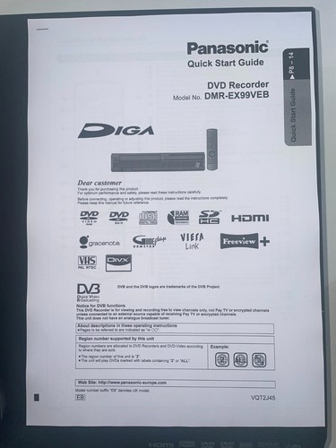 Panasonic DMR-EX99V VHS/250GB HDD/DVD Recorder Combi | HDMI | WARRANTY | EXTRAS - Picture 9 of 23