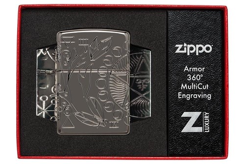 Zippo 49689, Wicca Design Deep Carve Armor Lighter, Black Ice Finish - Picture 4 of 4