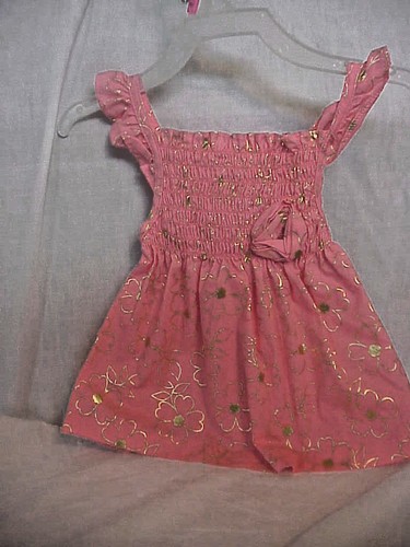 PARK BENCH KIDS   SUN DRESS SIZE 18 MONTHS  PINK WITH GOLD TRIM - Picture 1 of 4