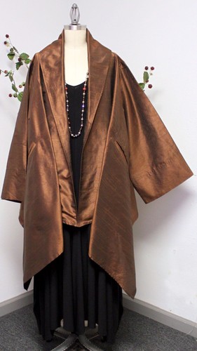 NewAristocratic Bronz Polyester Dupioni Silk Swing Jacket .Lagenlook 1X TO 3XL . - Picture 3 of 6