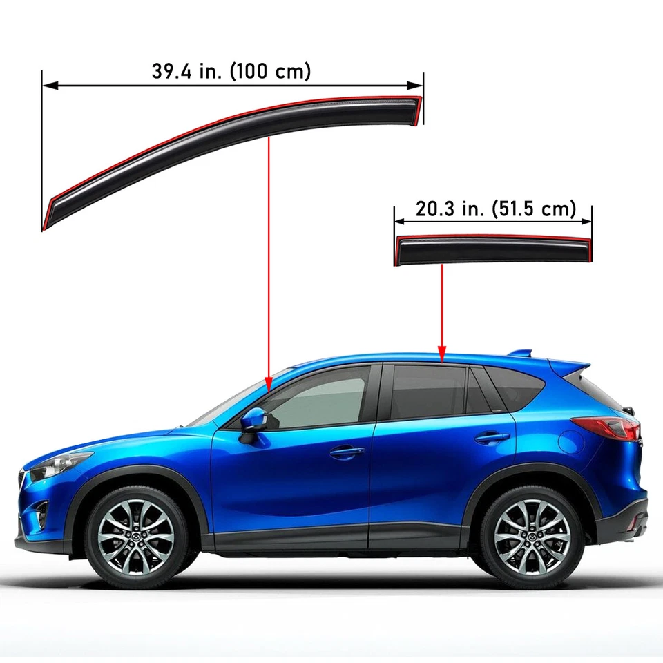 For 2013-2016 Mazda CX-5 In-Channel Smoke Window Visors Rain Guards Vent Shade  Foto 2 de 4