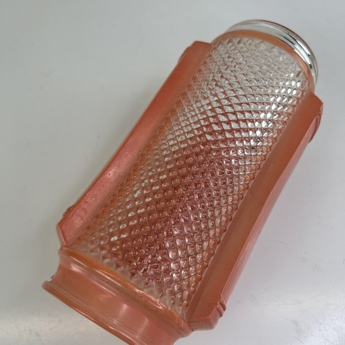 Art Deco Glas Leuchte Lampenschirm rosa/klar Wolkenkratzer Torpedo 3" Monteur - Bild 10 von 10