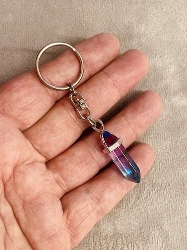 Schlüsselanhänger Regenbogen Quarz Spitze Stab Stein Kristall Heilung + Karte - Bild 4 von 5