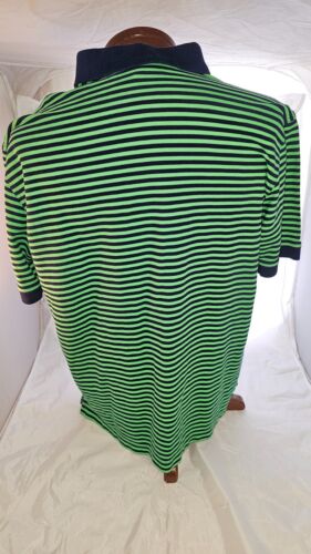 MASTERS COLLECTION GOLF POLO SHIRT GREEN/BLUE STRIPE - LARGE - Picture 2 of 3