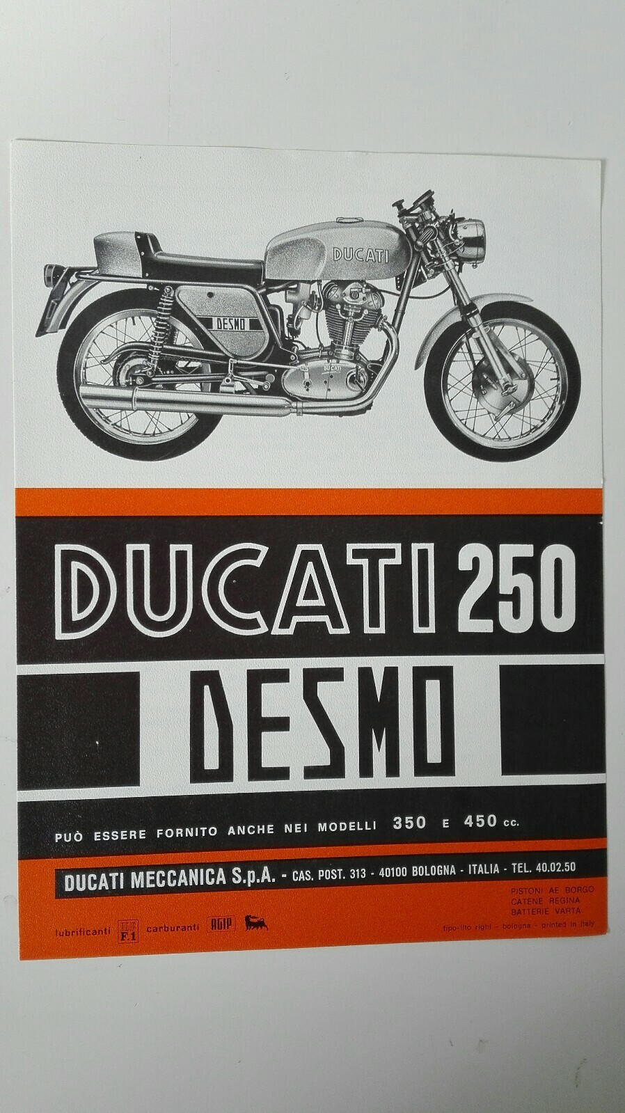 Brochure DUCATI 250 DESMO 1969 prospectus moto italien d'origine