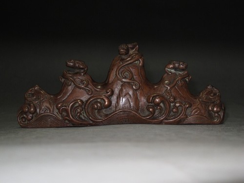 bTh675 Chinese Antiques Bronze Five beasts penholder SHAN ZI Paintings Scrolls  - Picture 3 of 12