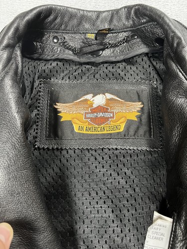 Vintage Harley Davidson Leder schwarz Biker Jacke 90er Motorrad Reißverschluss Gr. 44 - Bild 11 von 17