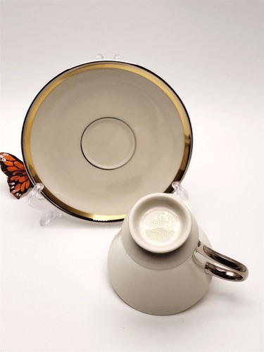 Pickard China Champagner Tasse & Untertasse Set Gold & Silber - Bild 15 von 17