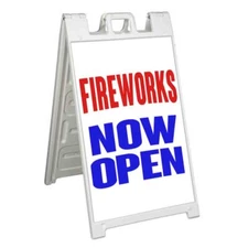FIREWORKS NOW OPEN Signicade 24x36 Aframe Sidewalk Sign Banner Decal