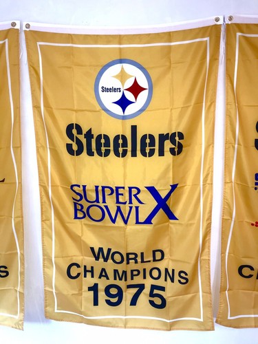 Pittsburgh Steelers NFL Super Bowl Champions 6 Banners/Flags Set 3’x5’ - Picture 5 of 10