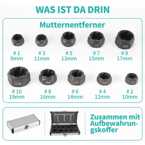 Schraubenausdreher Linksausdreher Schraubenlöser Set Ausbohrer Mutternsprenger - Bild 12 von 12