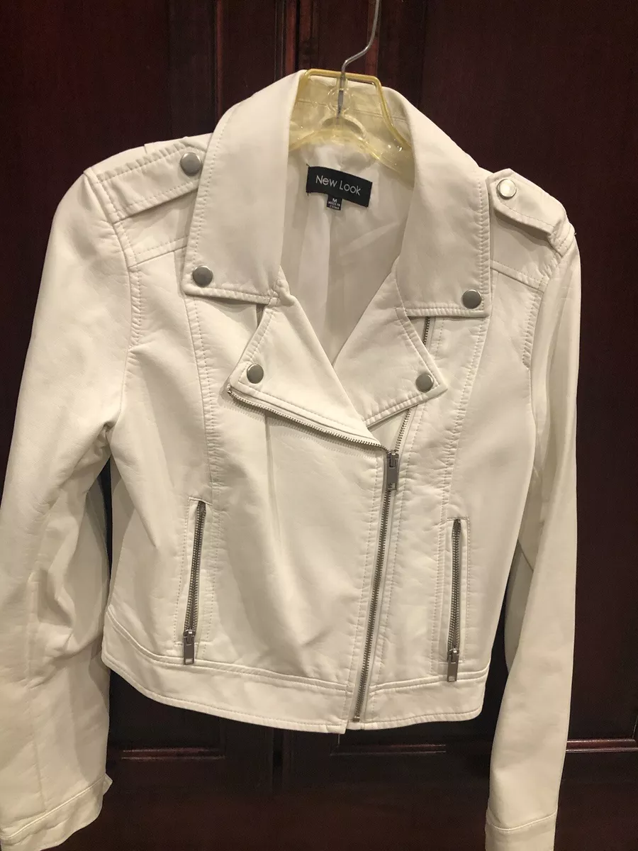 White leather cheap look jacket