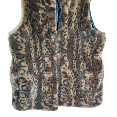 Rachel Zoe Women’s Black Leopard Faux Fur Fully Lined Vest Plus Size 2X - Picture 4 of 9