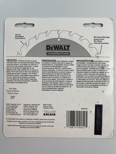 DeWALT DW9054 Construction 5-3/8" Sawblade 24T - Picture 2 of 2