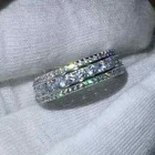 2Ct Round Cut REAL Moissanite Eternity Wedding Band Ring 14K White Gold Plated